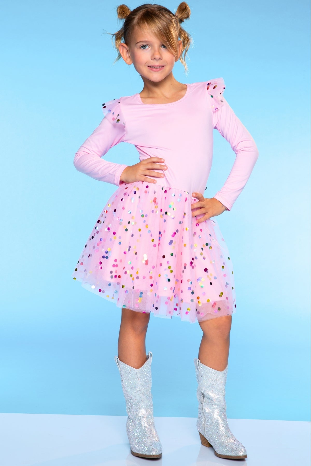Simply Soft Bow Back Be Happy Tulle Dress - Black Foil Stars