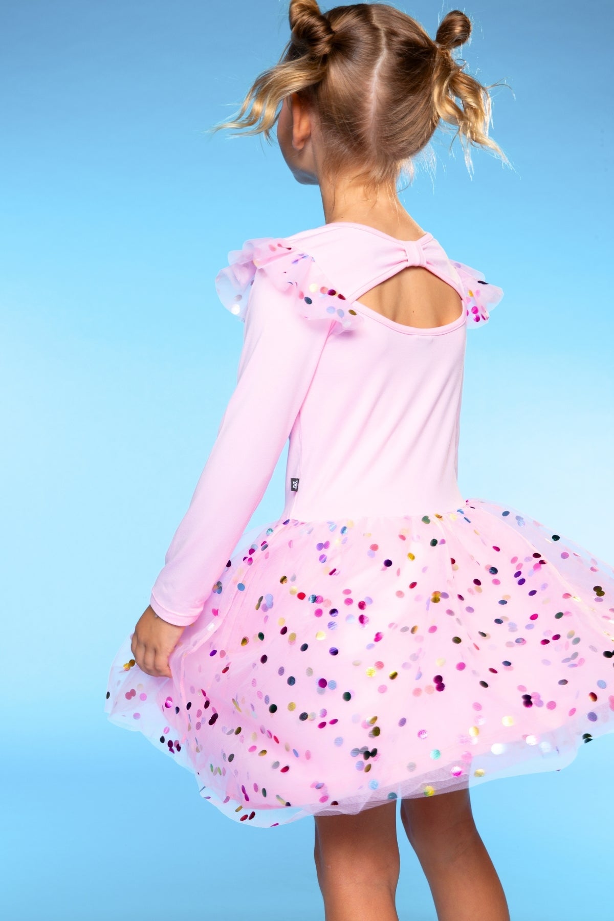 Simply Soft Bow Back Be Happy Tulle Dress - Black Foil Stars