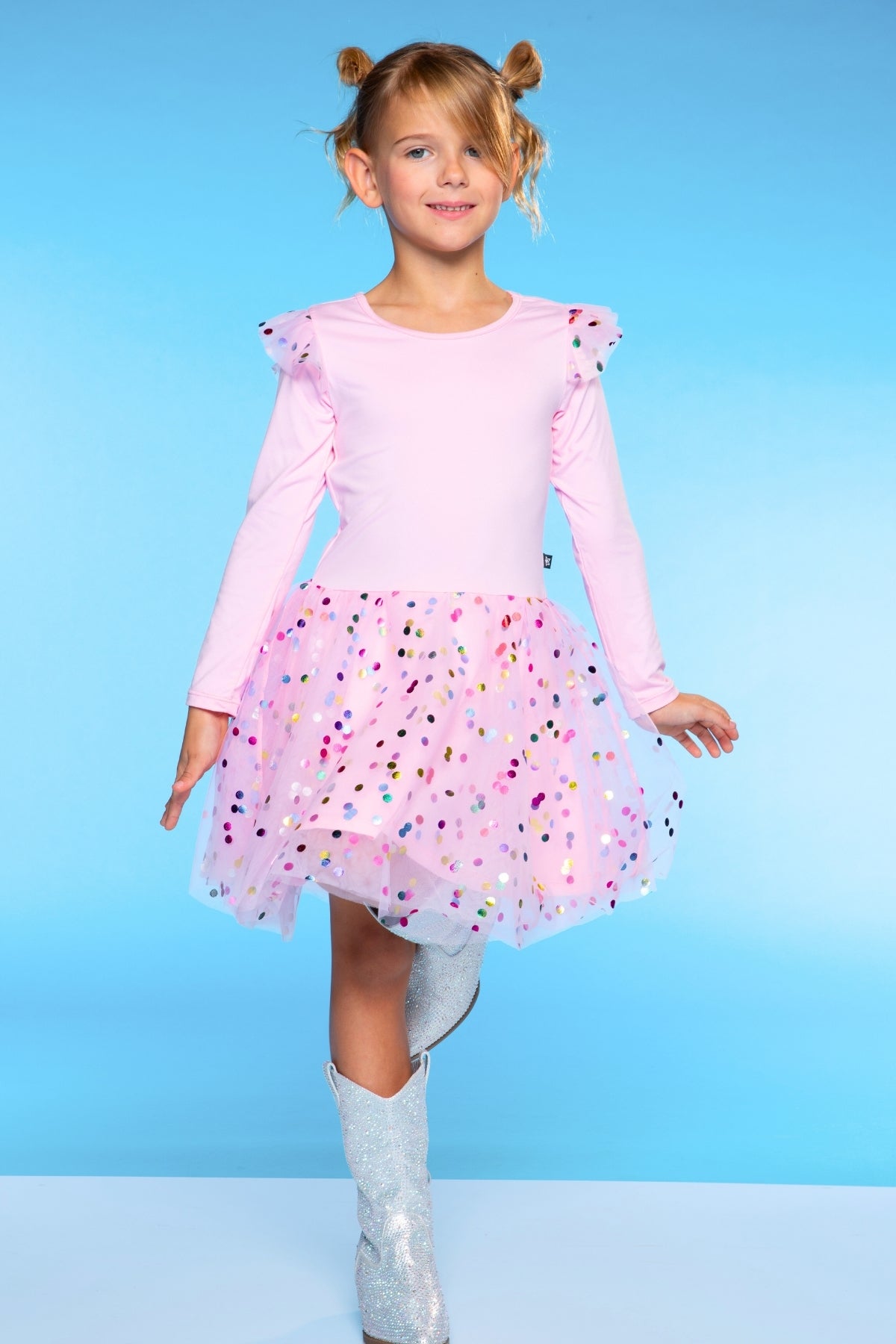 Simply Soft Bow Back Be Happy Tulle Dress - Black Foil Stars