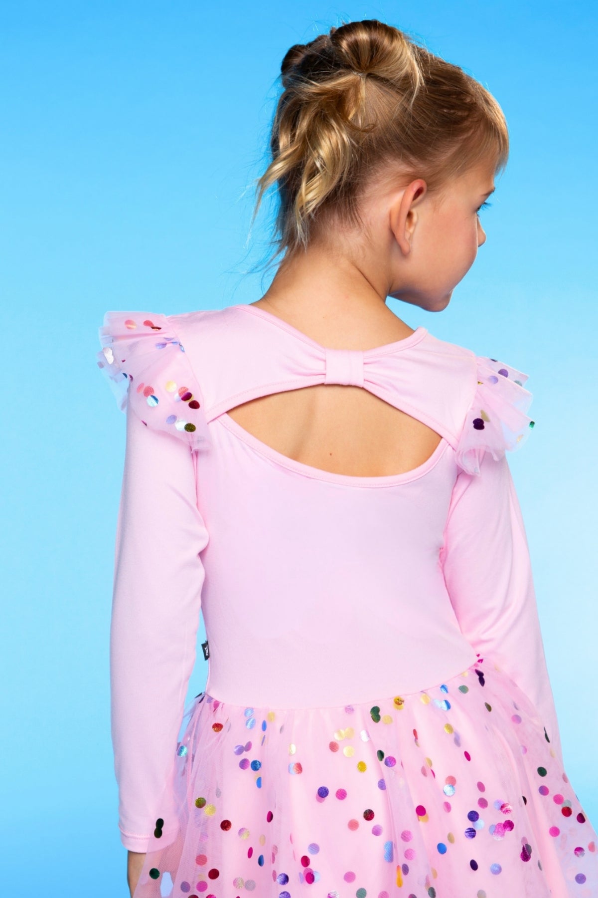 Simply Soft Bow Back Be Happy Tulle Dress - Black Foil Stars