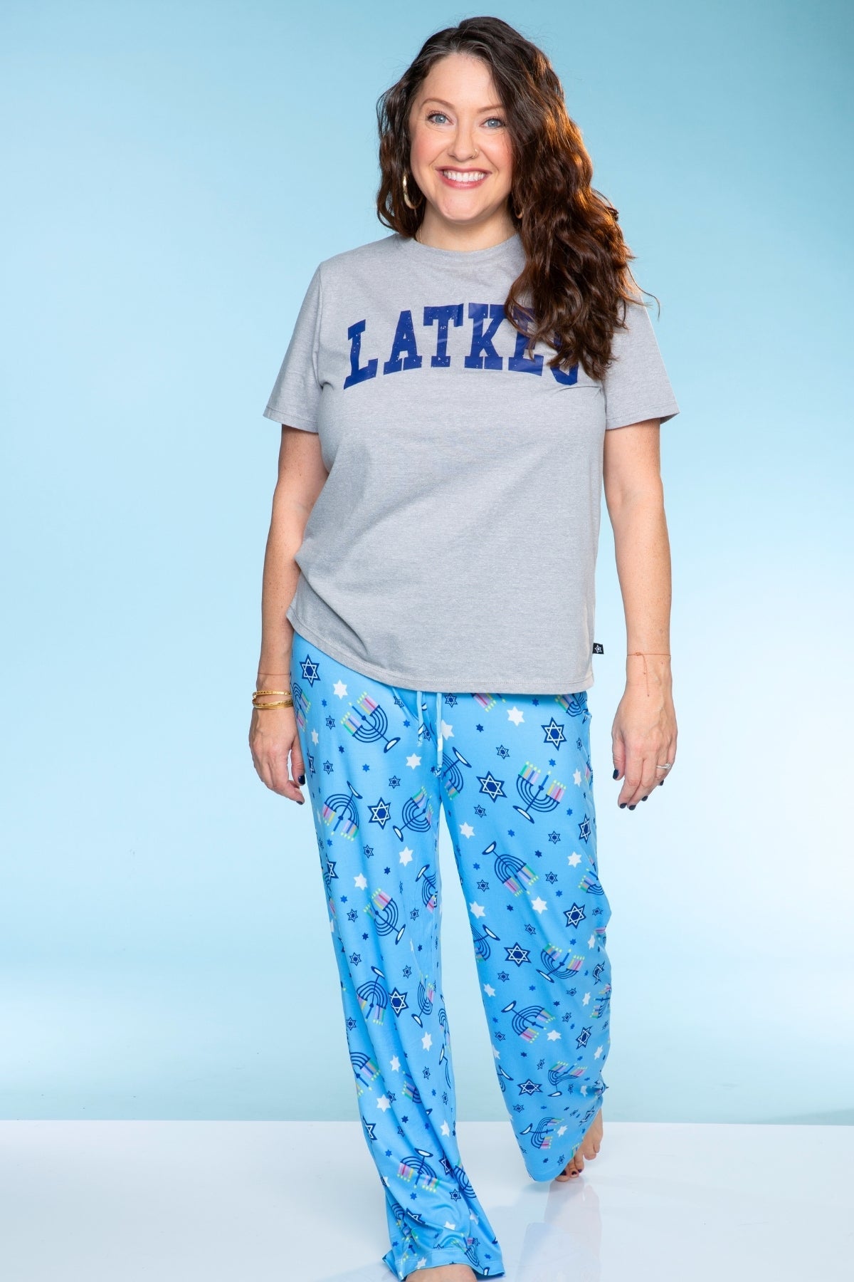 Women's Triblend Tee & Simply Soft Karate Pant - Red Green Christmas Plaid