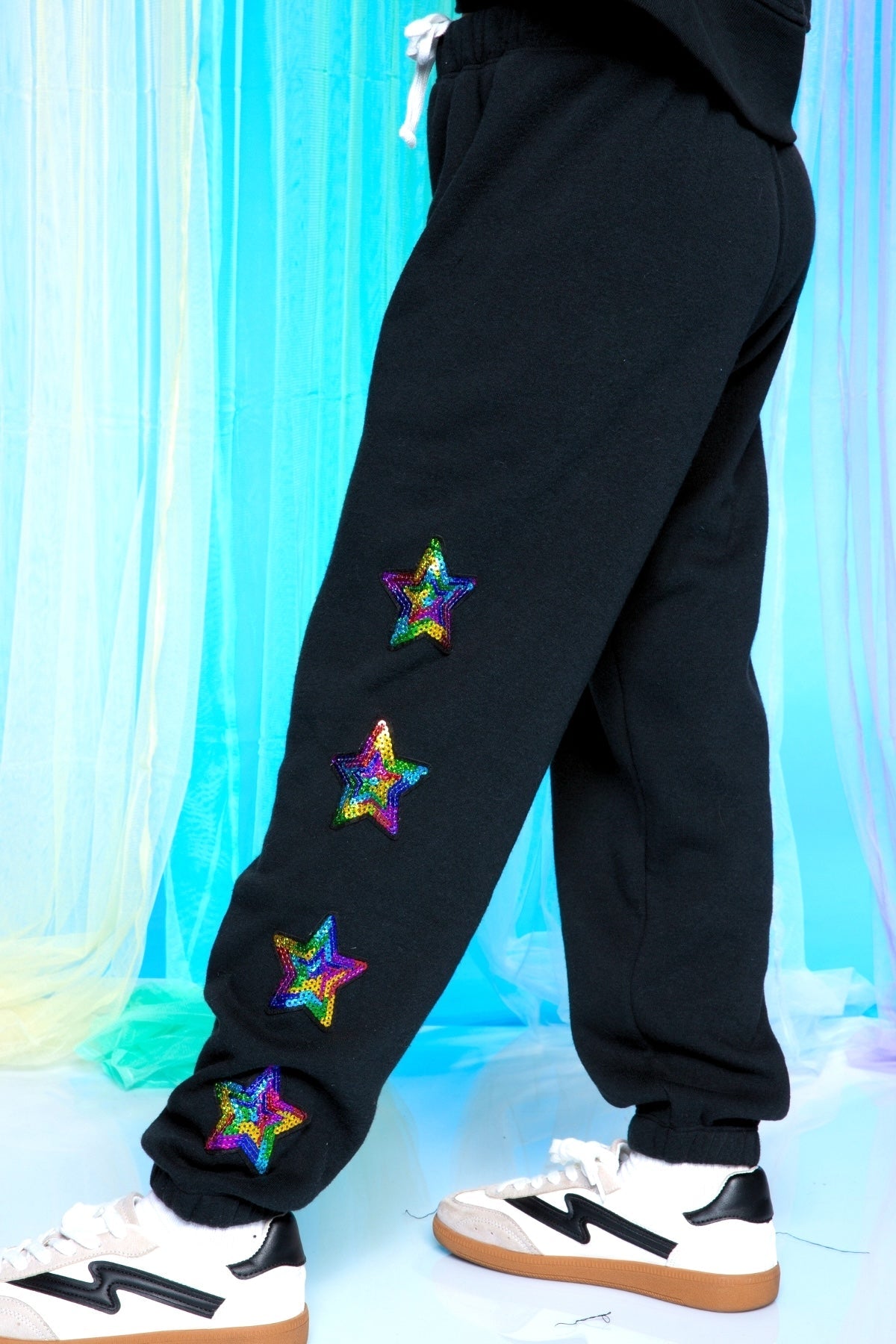 Cotton Soft French Terry Sweatpant ••• - Vintage Iris Sequin Heart