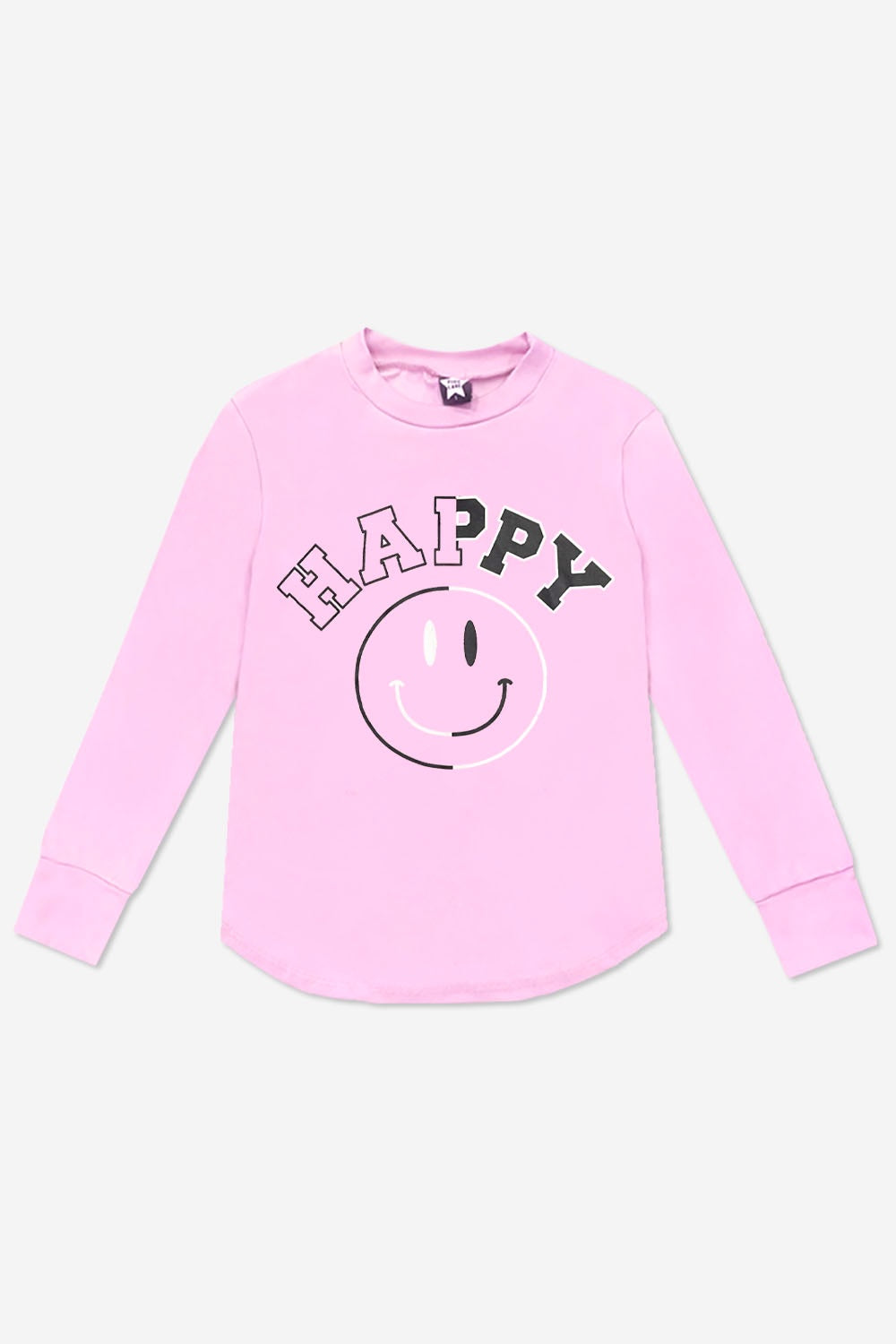 Modal Long Sleeve Shirttail Top - Black Rainbow Peace Love