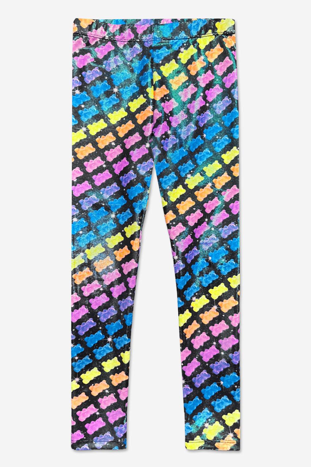 Glitter Foil High Shine Legging - Black Sparkle Rainbow Gummy Bear
