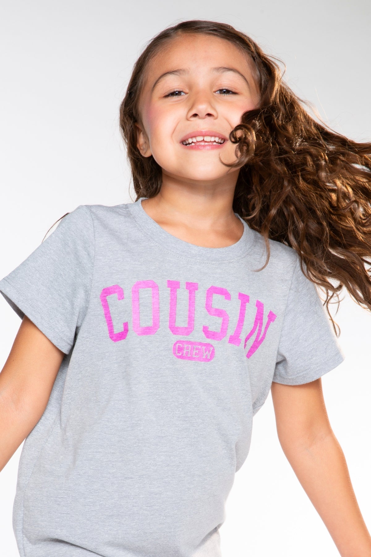 Triblend Short Sleeve Tee & Slim Lounge Bottom - Pink Grey Cousin Crew Smile