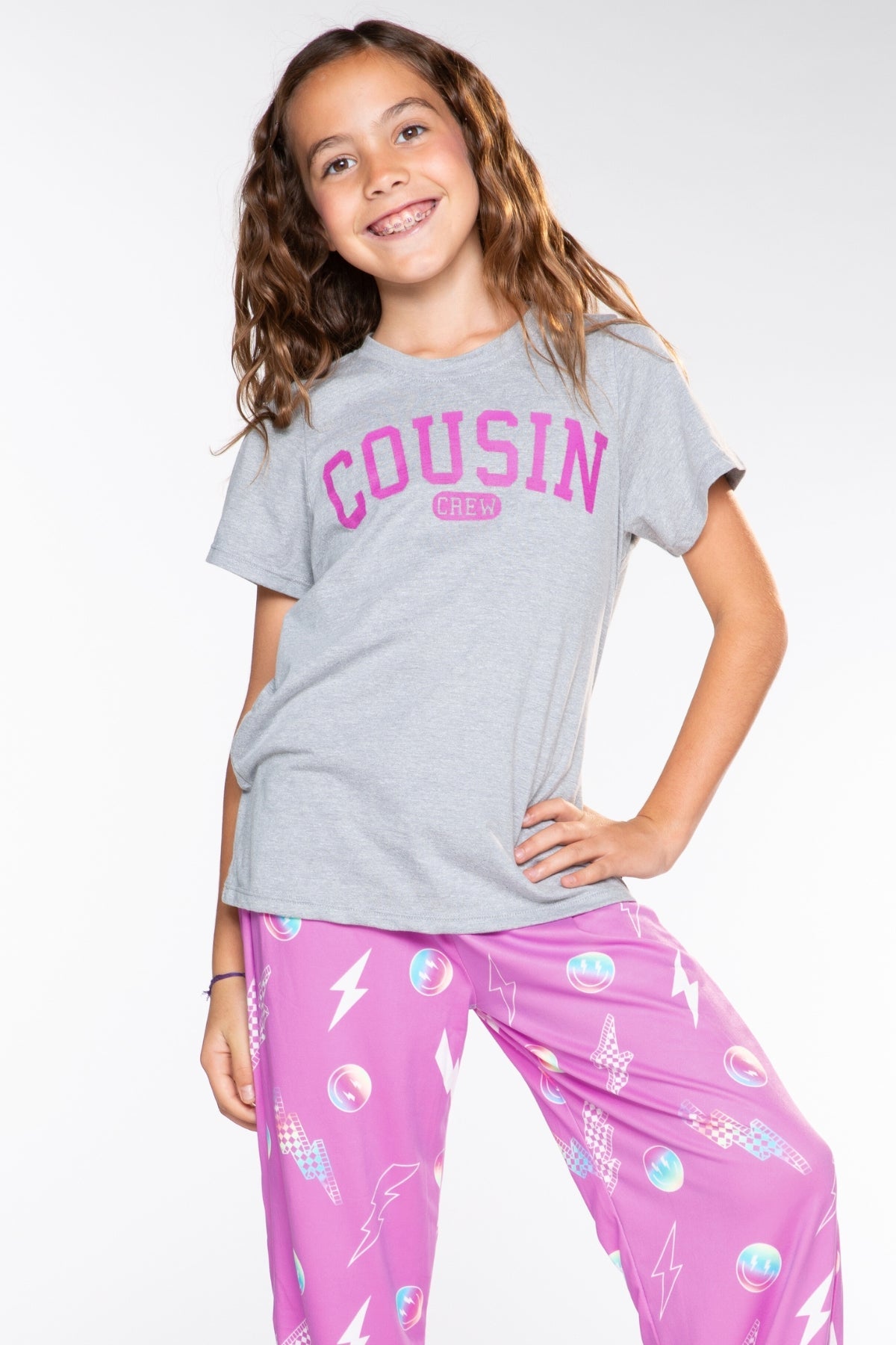 Triblend Graphic Tee & Simply Soft Karate Pant - Black Grey Cousin Crew Smile