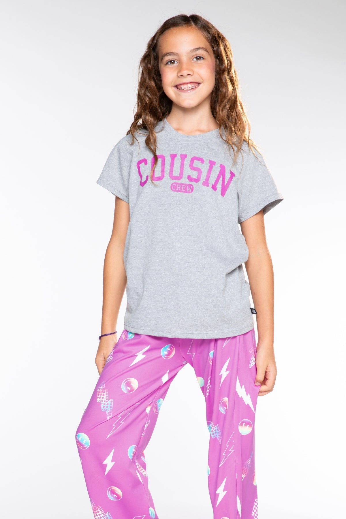 Triblend Graphic Tee & Simply Soft Karate Pant - Black Grey Cousin Crew Smile