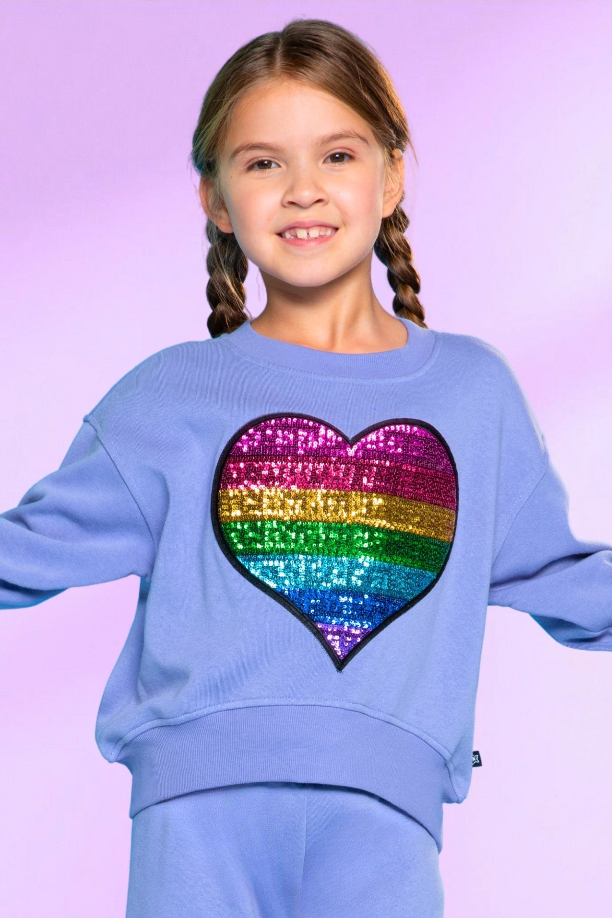Cotton Soft French Terry Everyday Sweatshirt - Grey Pink Blue Stripe