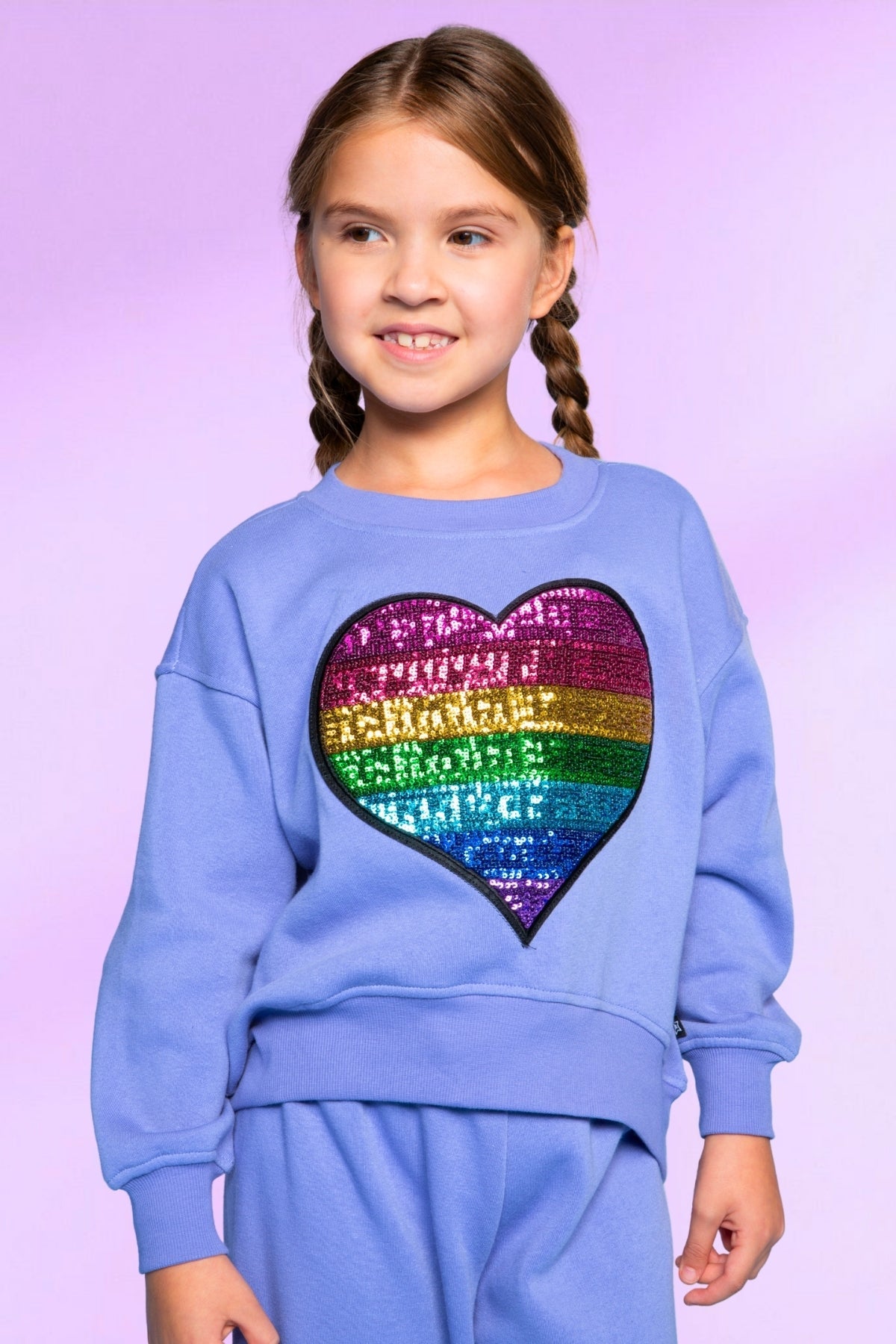 Cotton Soft French Terry Everyday Sweatshirt - Grey Pink Blue Stripe