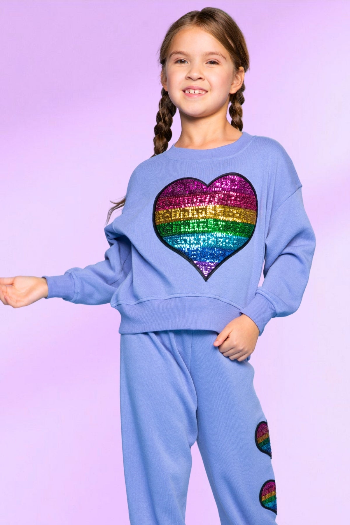 Cotton Soft French Terry Everyday Sweatshirt - Grey Pink Blue Stripe