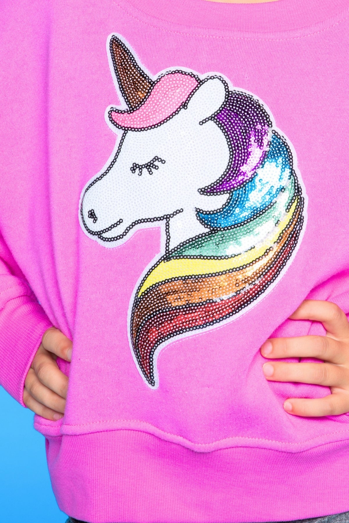 Cotton Soft French Terry Everyday Sweatshirt - Grey Pink Blue Stripe