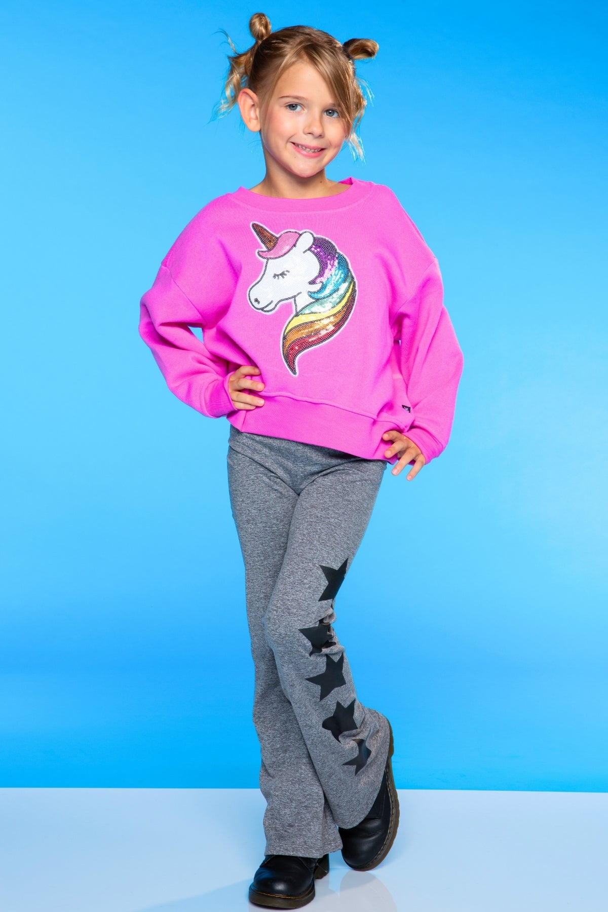 Cotton Soft French Terry Everyday Sweatshirt - Grey Pink Blue Stripe