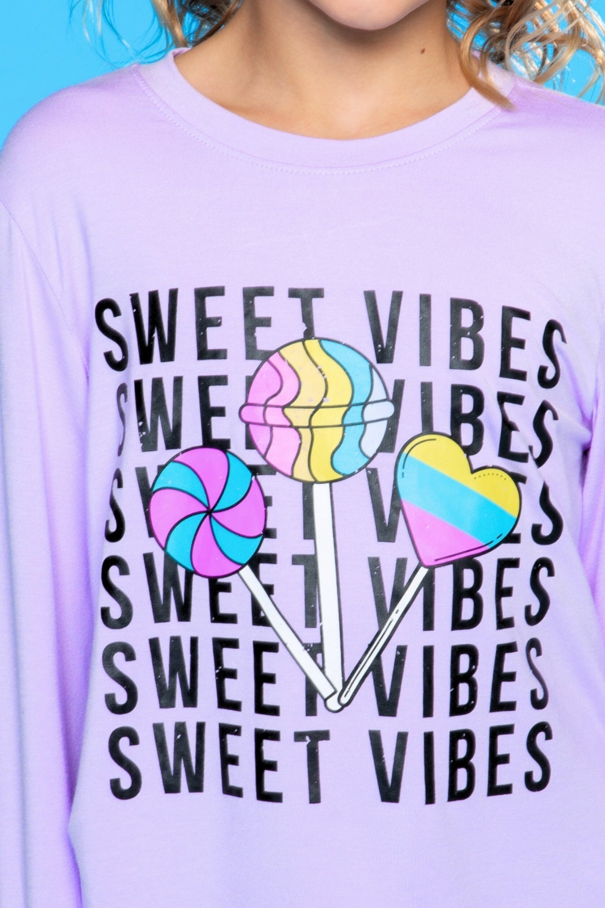 Modal Long Sleeve Shirttail Top - Black Rainbow Peace Love