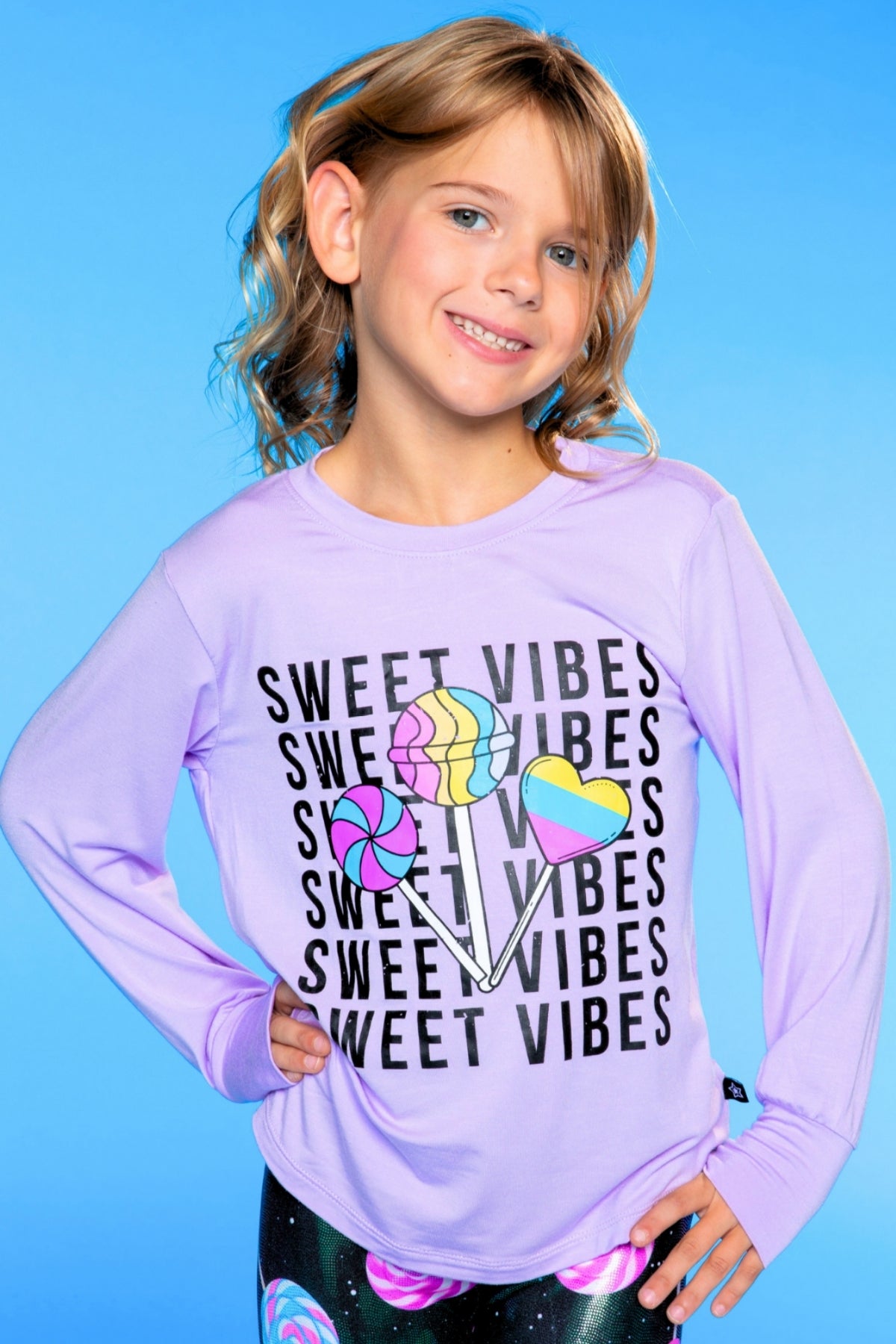 Modal Long Sleeve Shirttail Top - Black Rainbow Peace Love