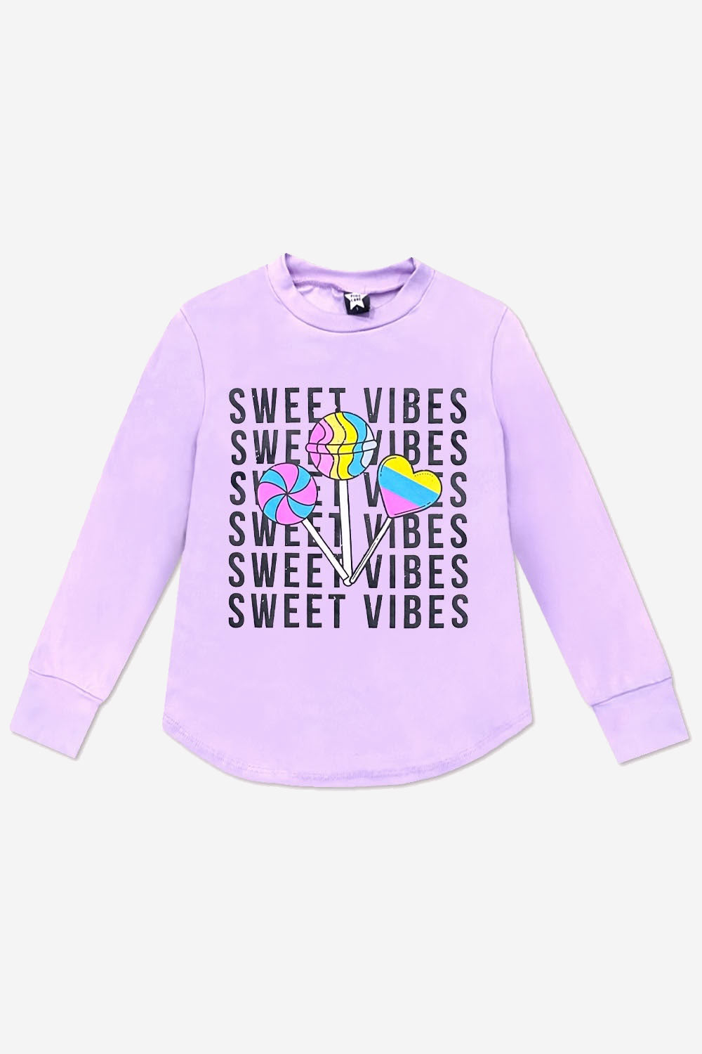 Modal Long Sleeve Shirttail Top - Black Rainbow Peace Love
