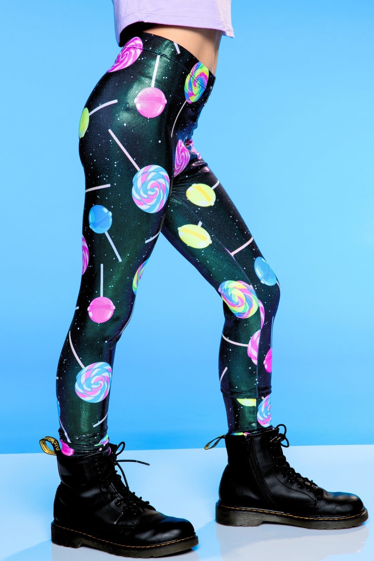 Glitter Foil High Shine Long Legging. - Black Lollipops