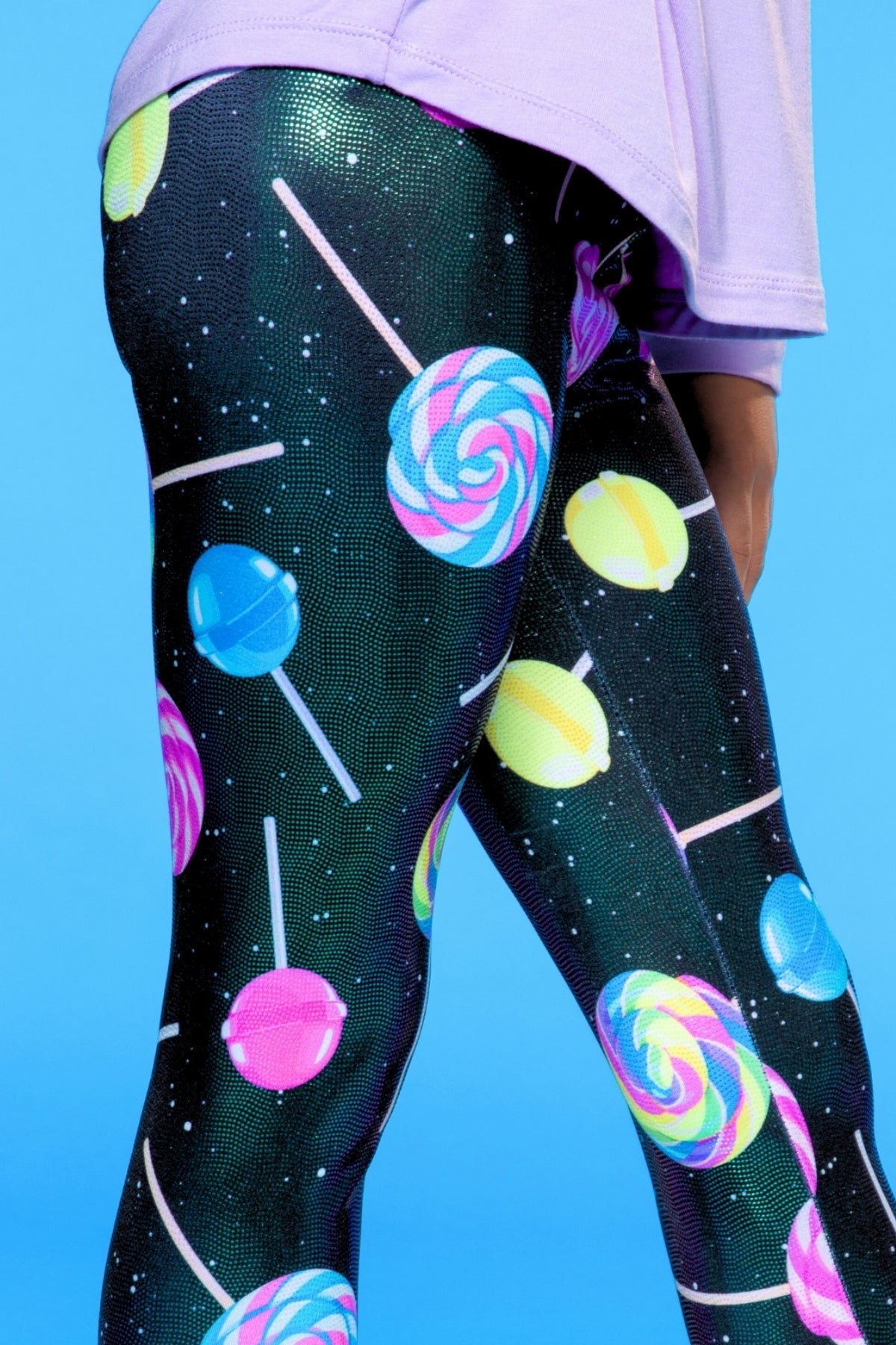 Glitter Foil High Shine Long Legging. - Black Lollipops