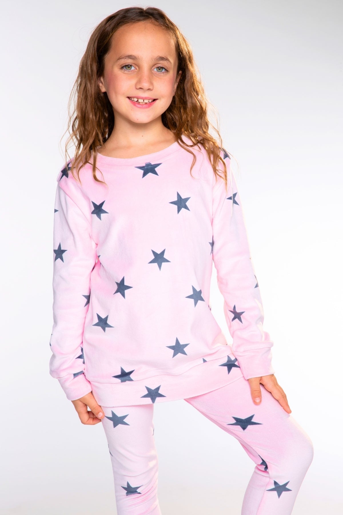 Long Sleeve Velour Set - Pink Stars - LOVE!