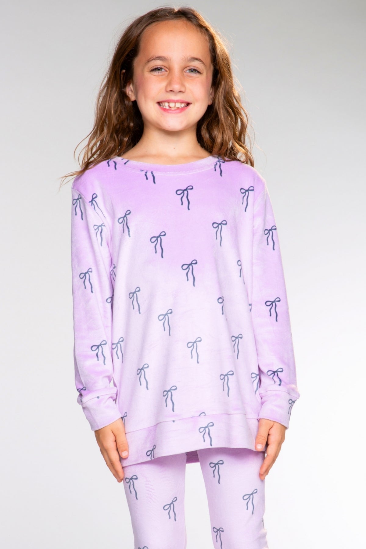 Long Sleeve Velour Set - Lilac Bows - LOVE!