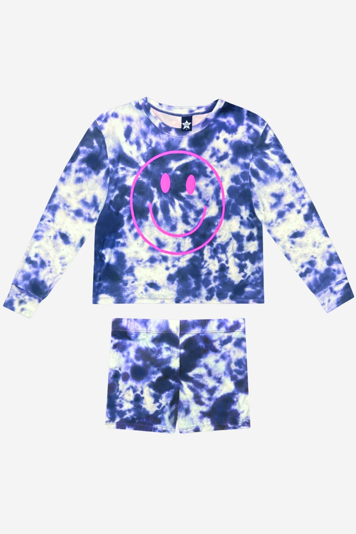 Simply Soft Long Sleeve Easy Tee & Tumble Short Lounge Set - Pink Tie Dye Love