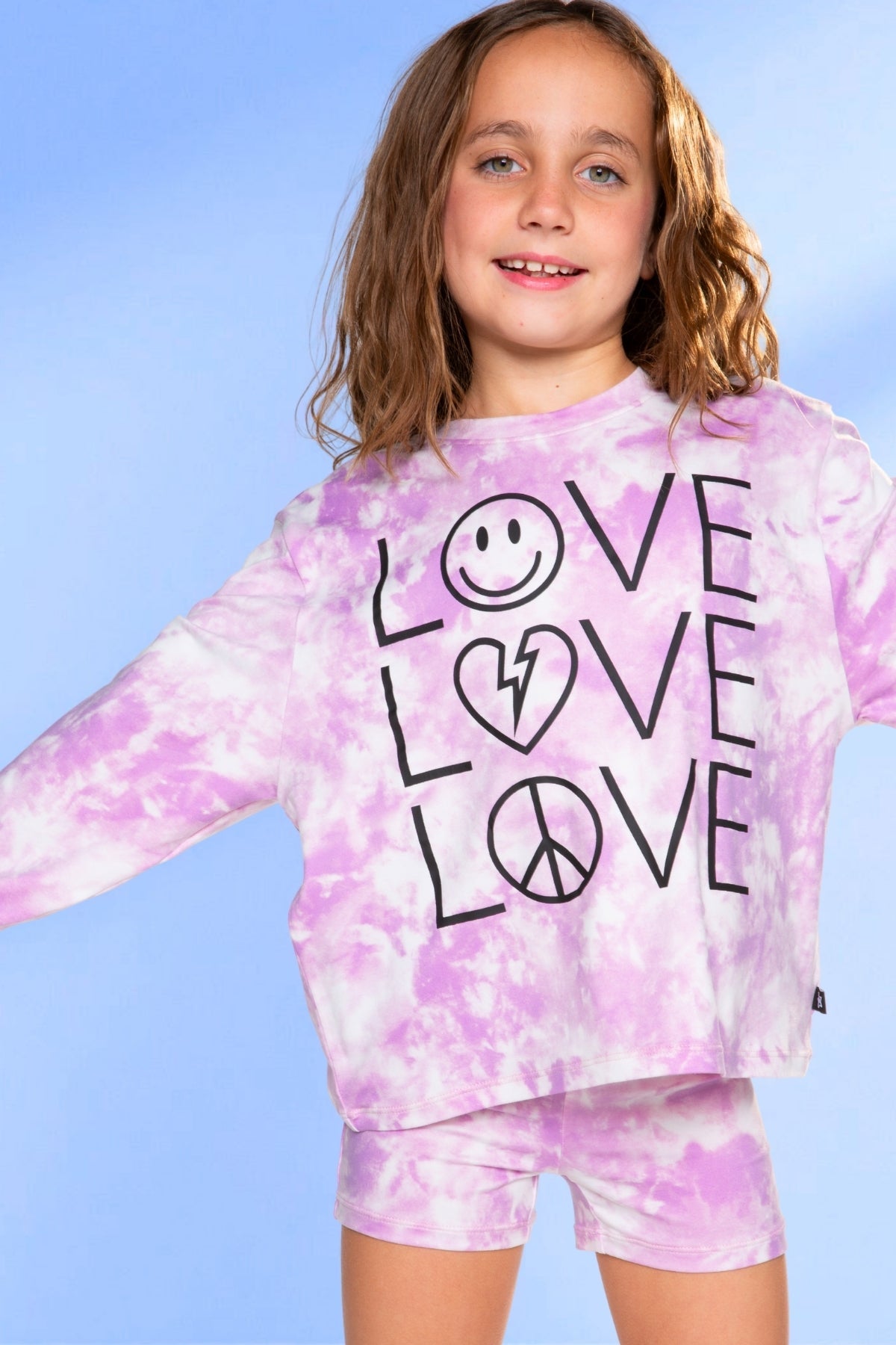 Simply Soft Long Sleeve Easy Tee & Tumble Short Lounge Set - Pink Tie Dye Love