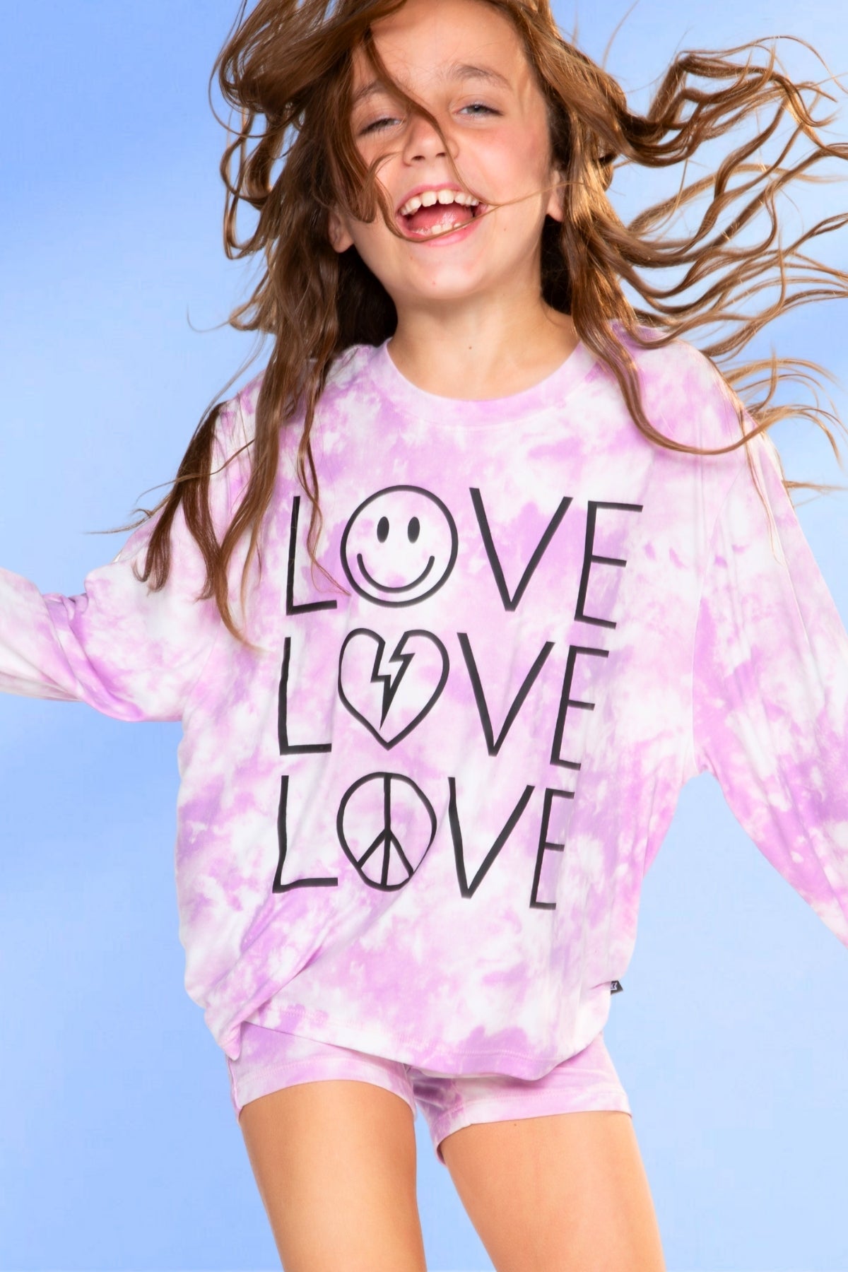 Simply Soft Long Sleeve Easy Tee & Tumble Short Lounge Set - Pink Tie Dye Love