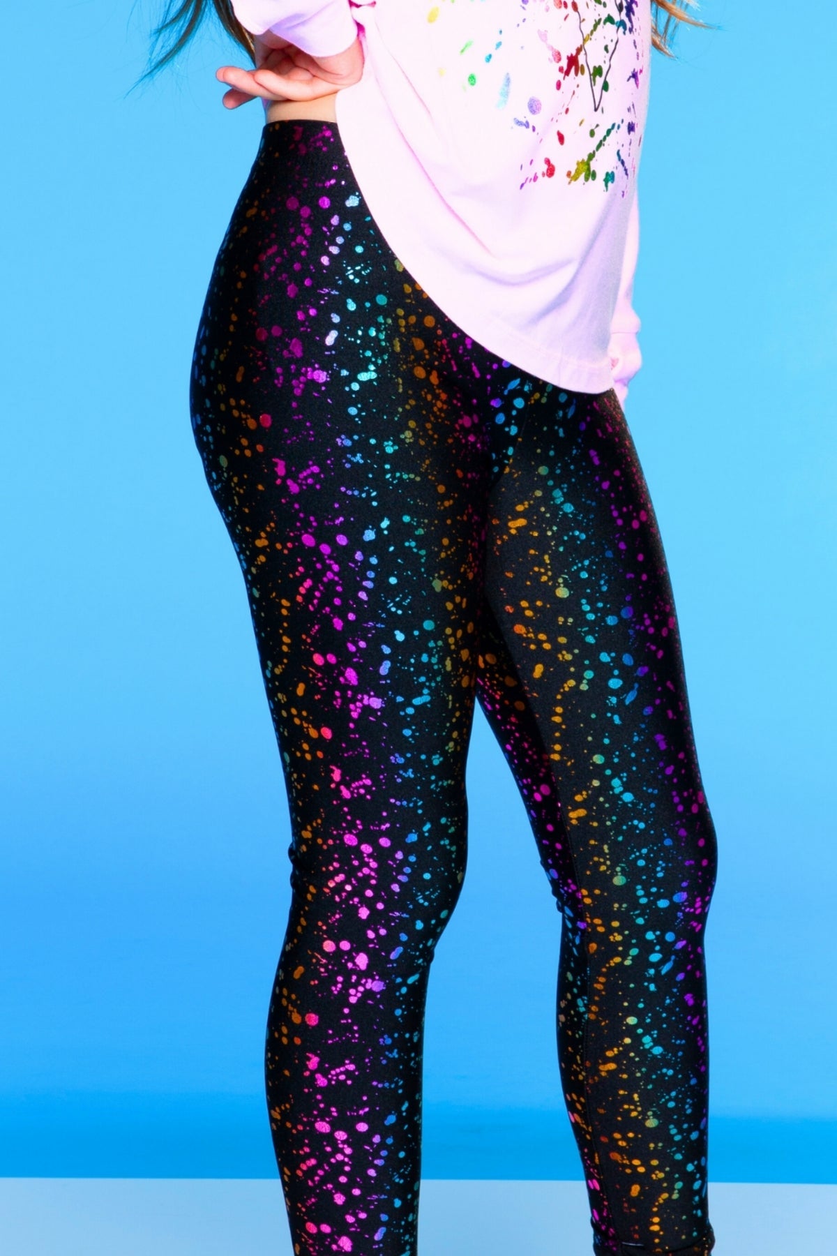 Glitter Foil High Shine Long Legging. - Black Lollipops