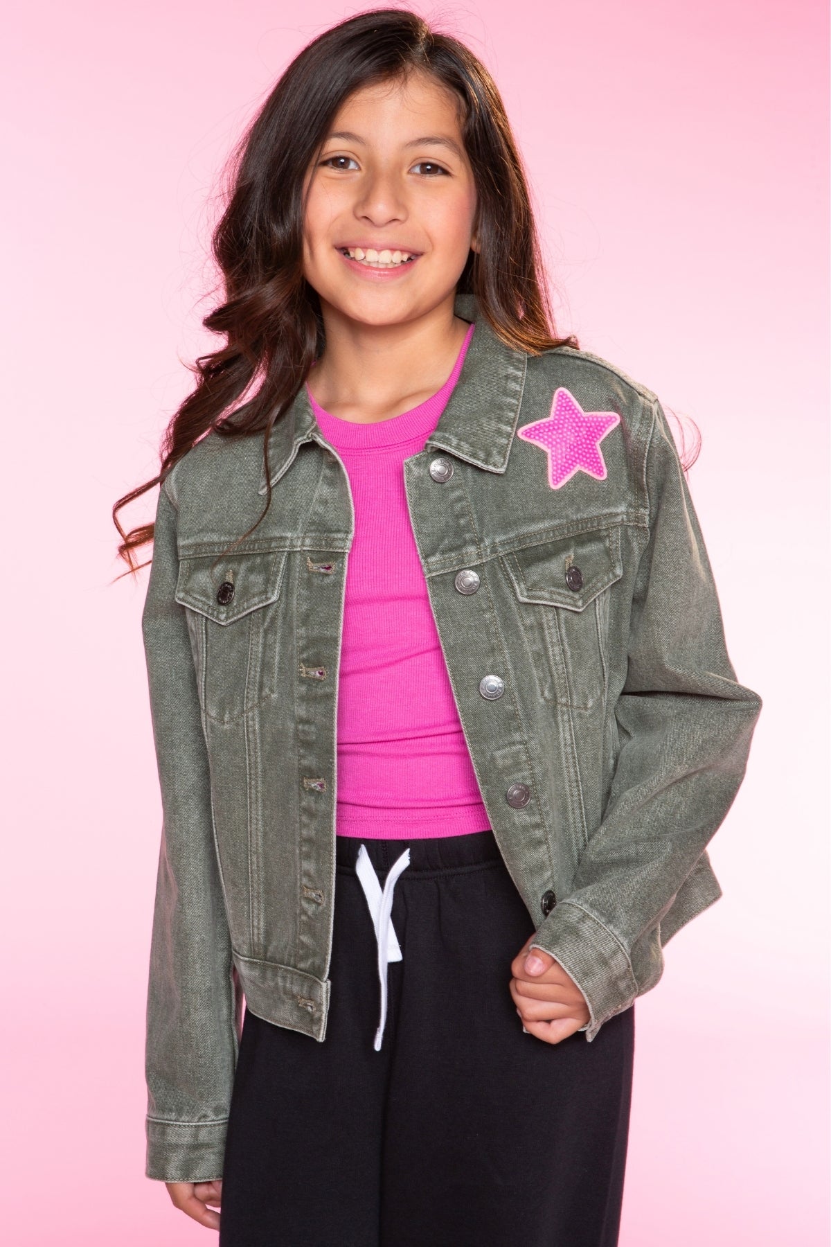 The Perfect Denim Jacket - Olive Sequin Daisy