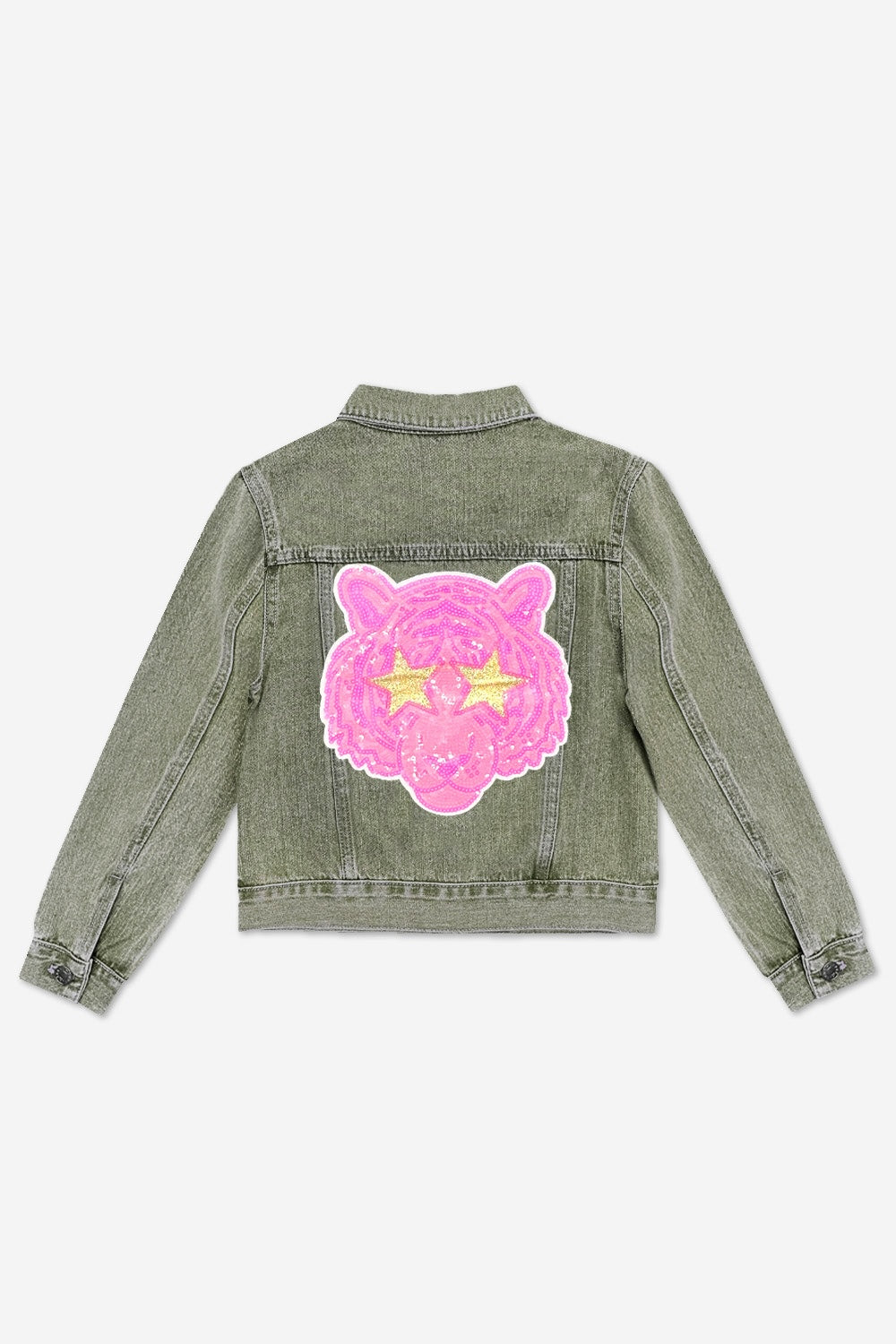 The Perfect Denim Jacket - Olive Sequin Daisy