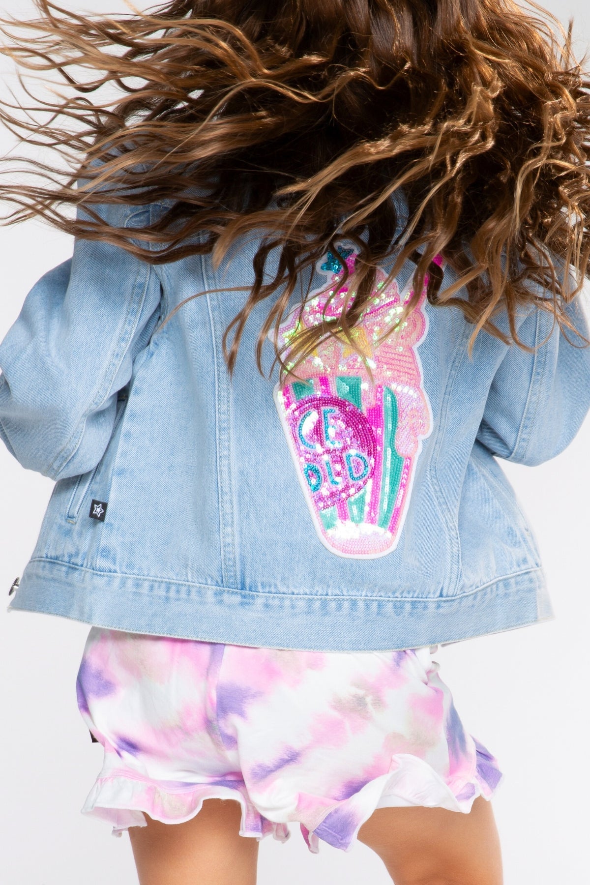 The Perfect Denim Jacket - Olive Sequin Daisy