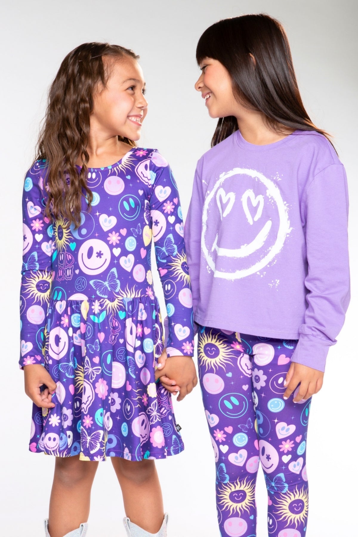 Simply Soft Long Sleeve Be Happy Dress.. - Purple Smile Retro