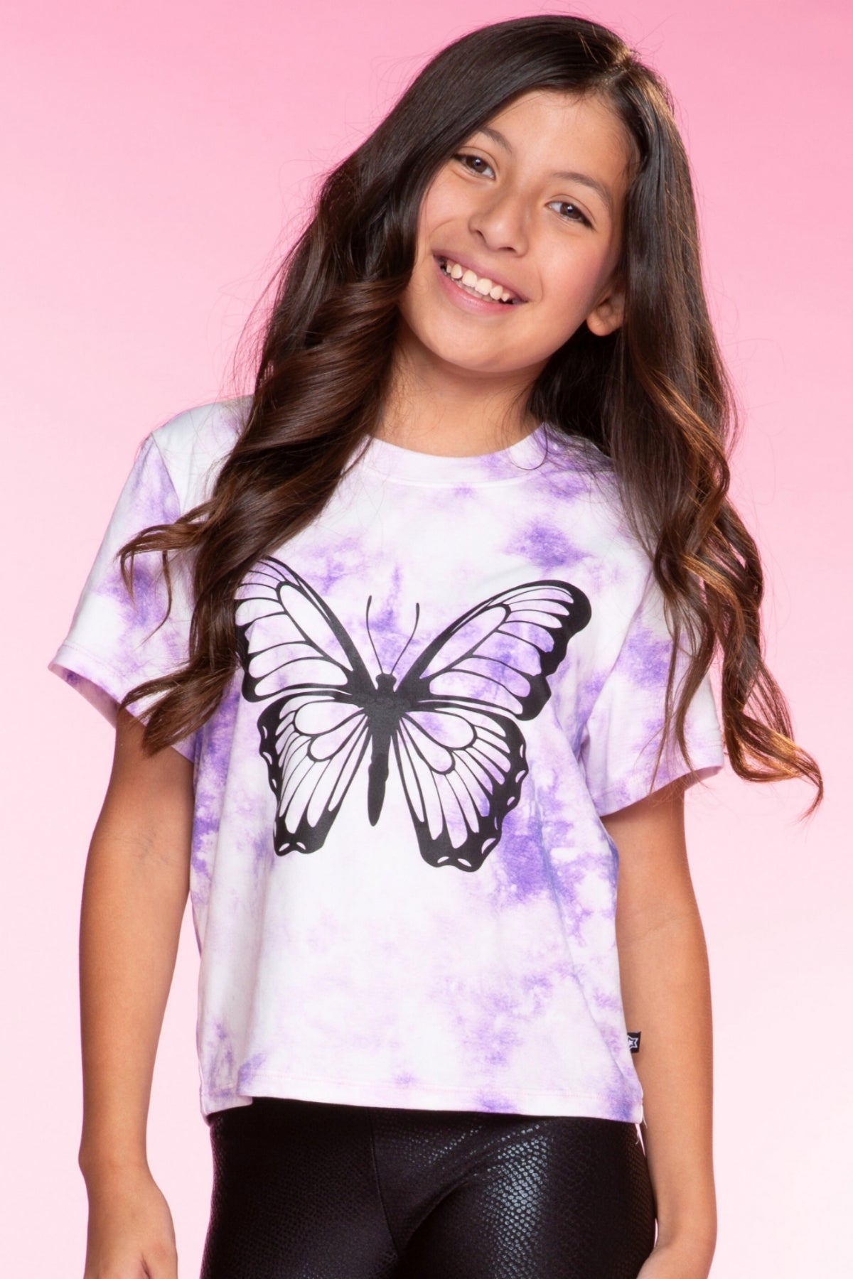 Simply Soft Easy Tee. - Purple Tie Dye Butterfly