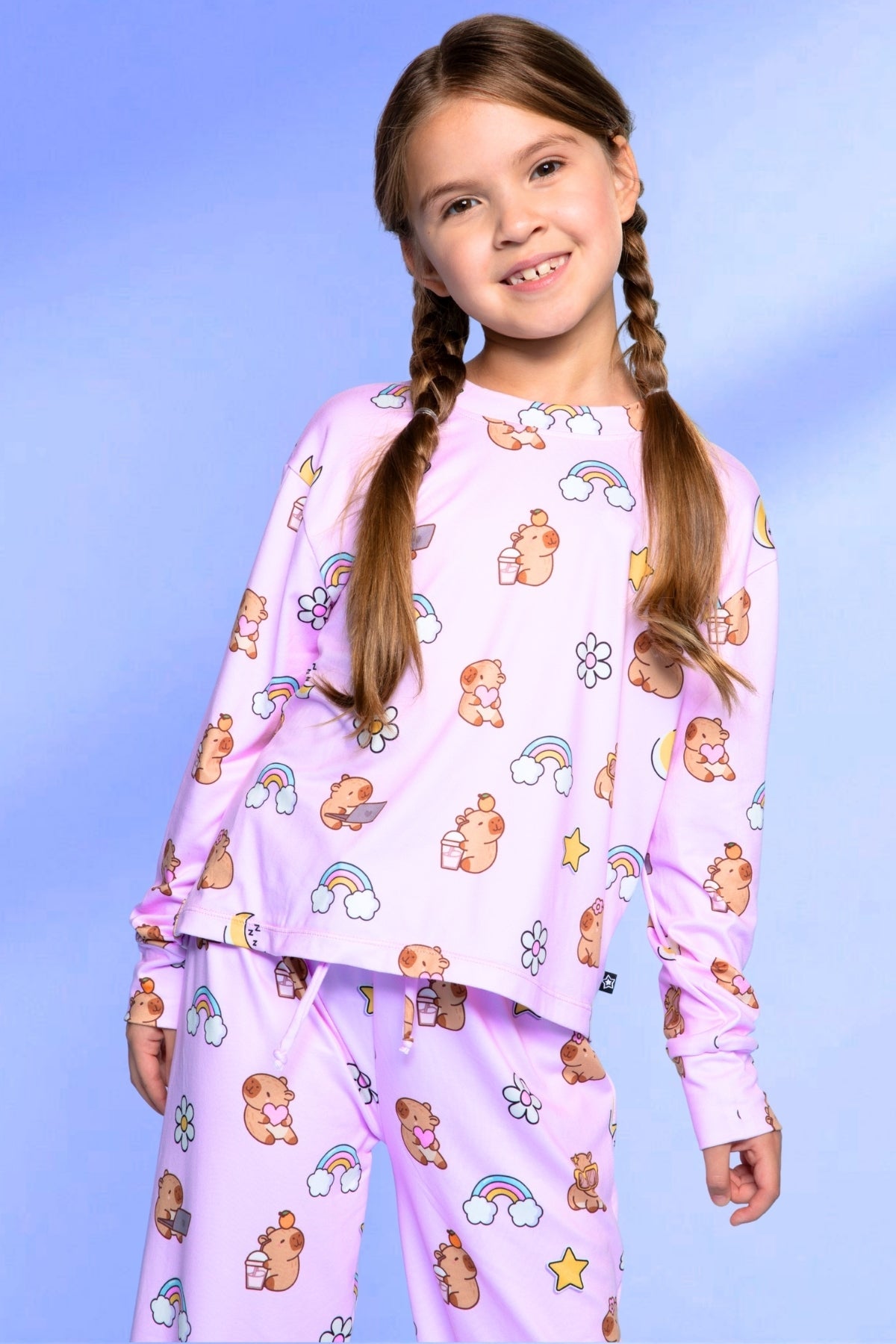 Simply Soft Long Sleeve Easy Tee & Karate Pant - Lavender Capybara