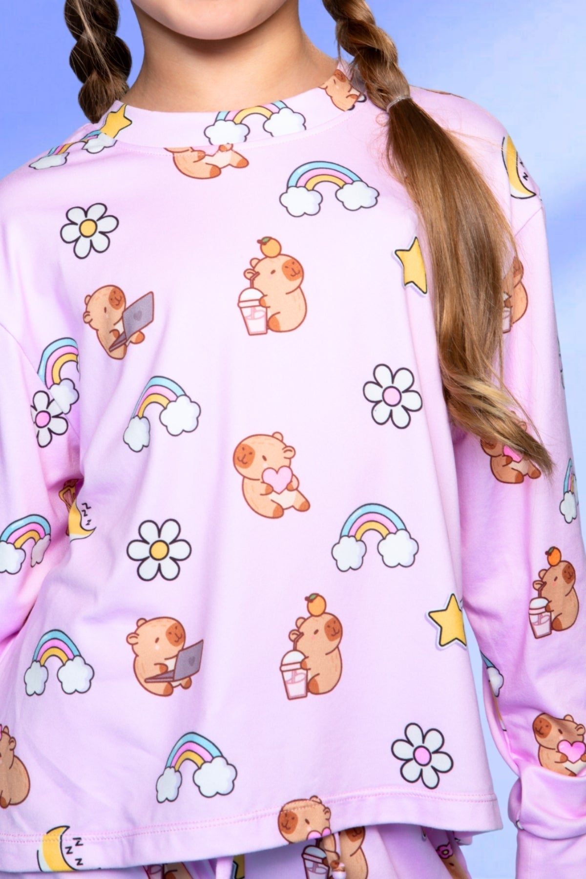 Simply Soft Long Sleeve Easy Tee & Karate Pant - Lavender Capybara