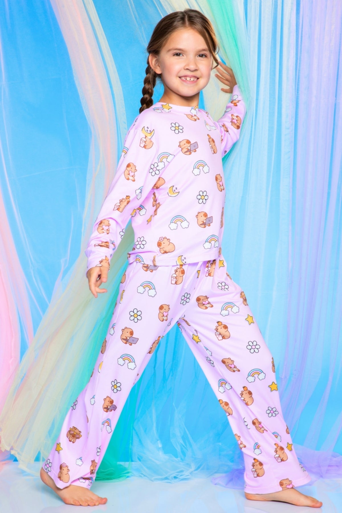 Simply Soft Long Sleeve Easy Tee & Karate Pant - Lavender Capybara