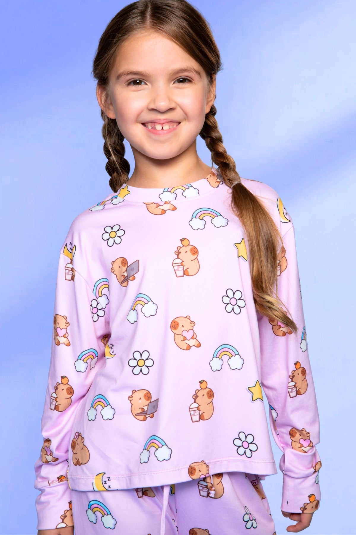 Simply Soft Long Sleeve Easy Tee & Karate Pant - Lavender Capybara