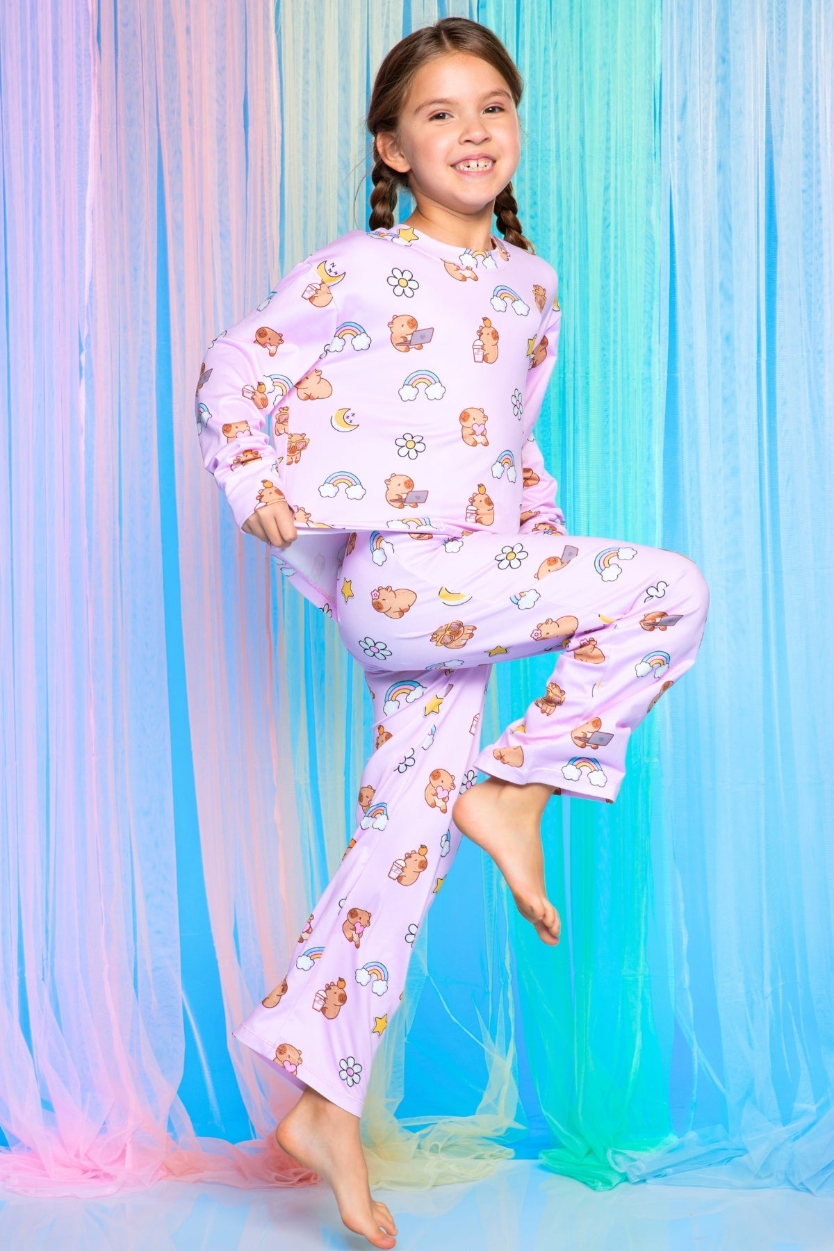 Simply Soft Long Sleeve Easy Tee & Karate Pant - Lavender Capybara