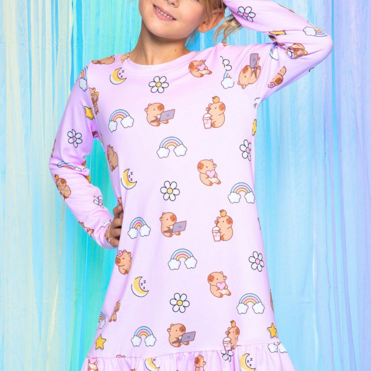 Simply Soft Long Sleeve Ruffle Lounge Dress