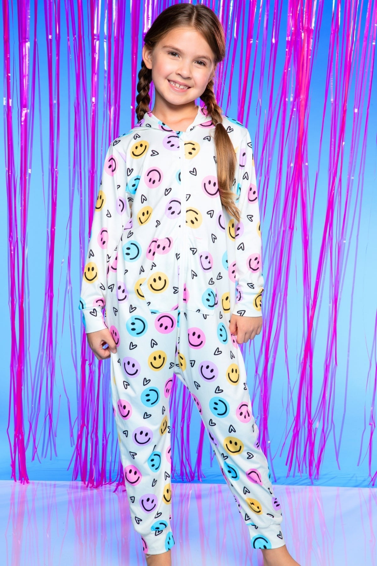 Simply Soft Hooded Zip Onesie - Ivory Heart Smile