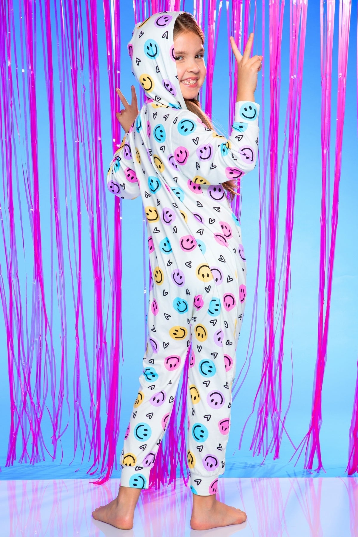 Simply Soft Hooded Zip Onesie - Ivory Heart Smile