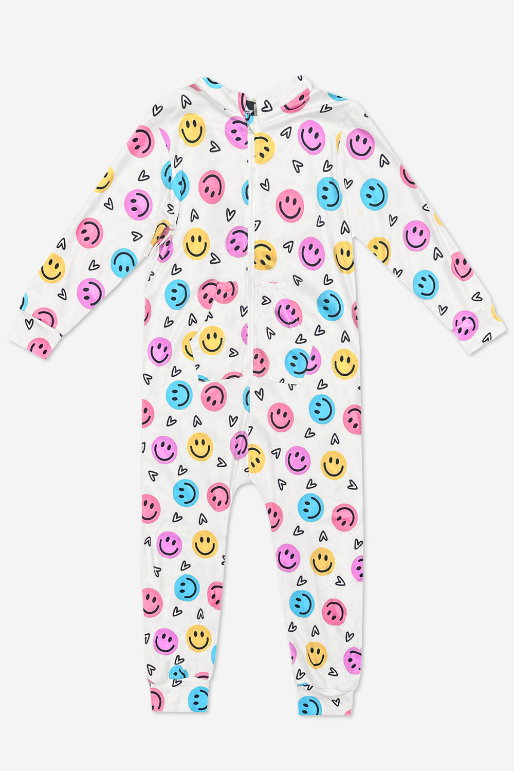 Simply Soft Hooded Zip Onesie - Ivory Heart Smile