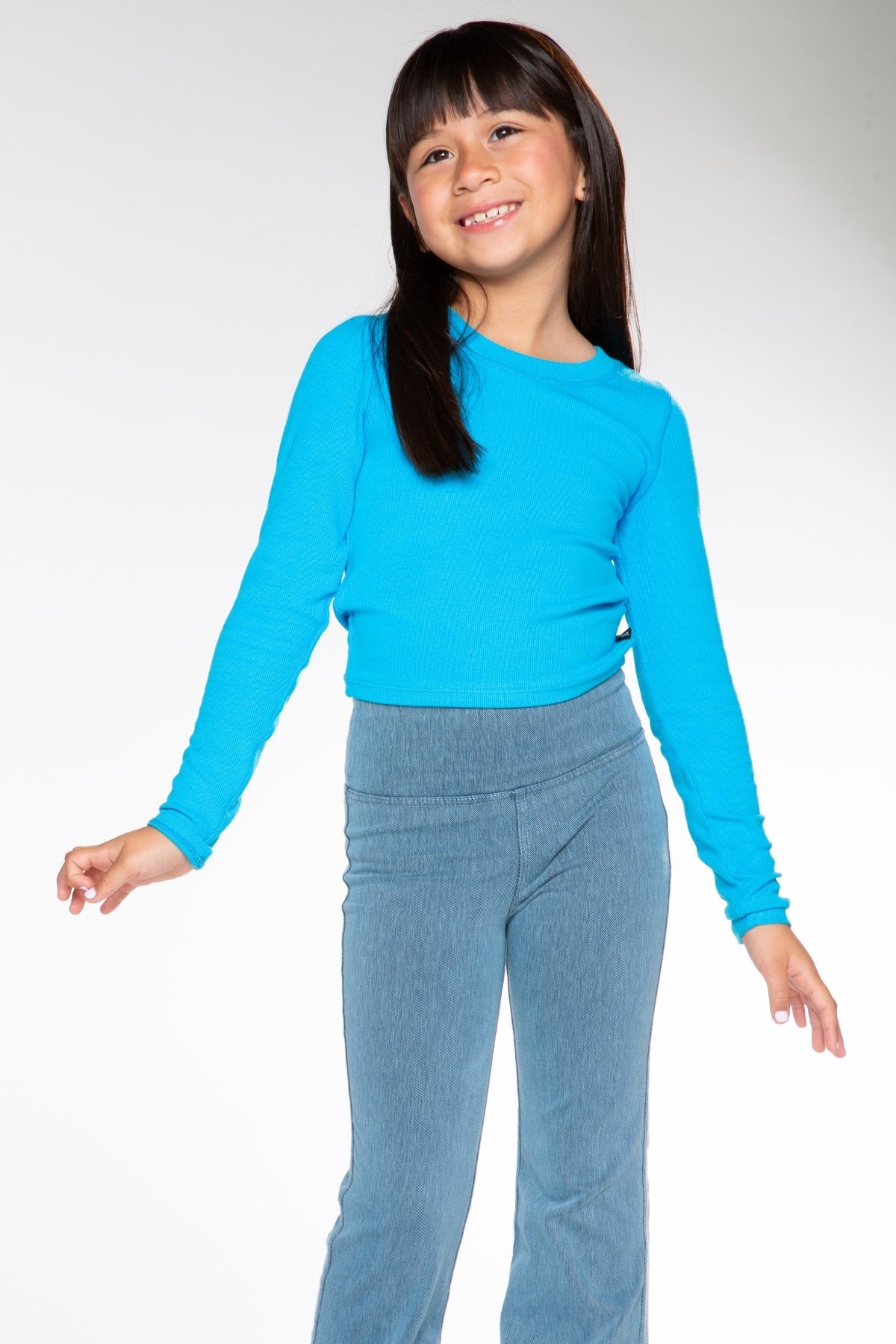 Ultra-Soft Ribbed Long Sleeve Fitted Tee - Heather Grey