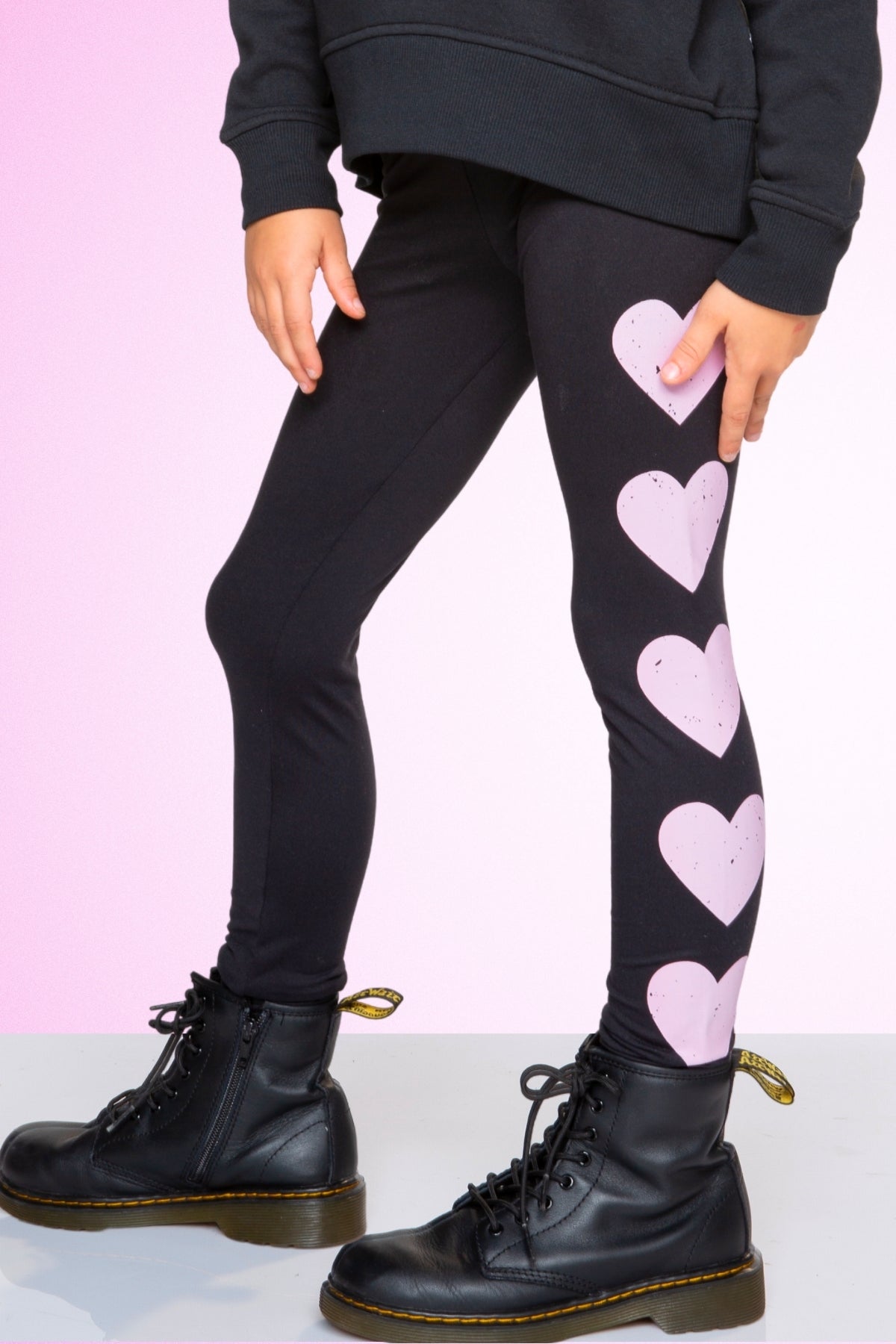 Simply Soft Luxe Mid-Rise Long Legging. - Heather Grey Black Hearts