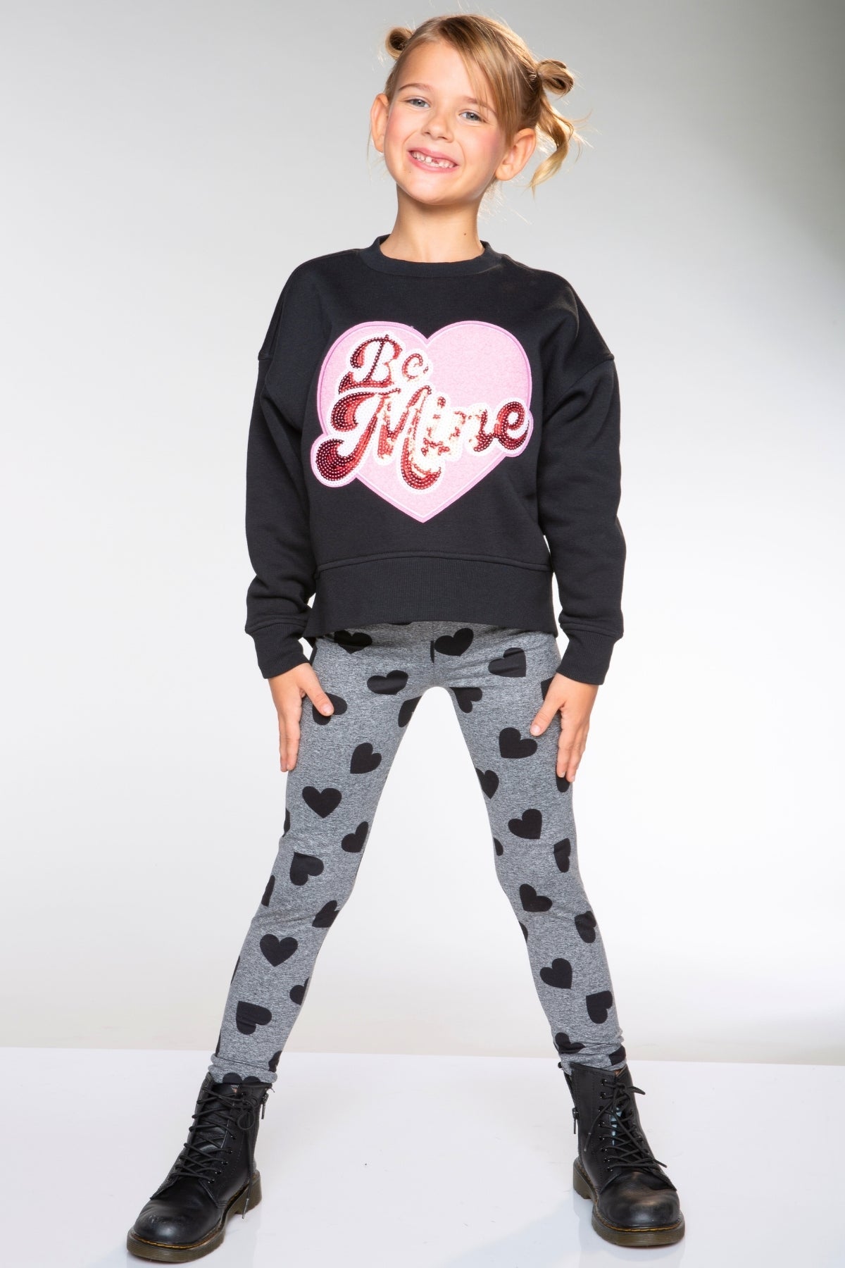 Simply Soft Luxe Mid-Rise Long Legging. - Heather Grey Black Hearts - NEW!