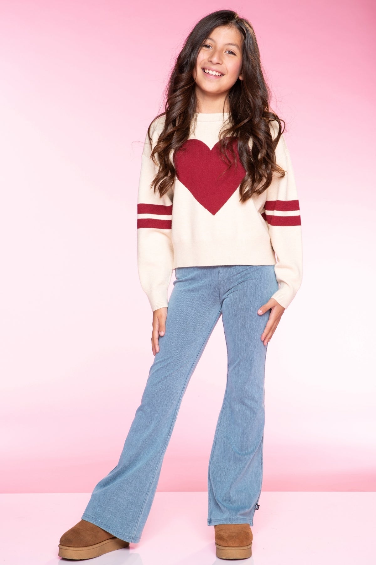 Yummy Soft Crew Neck Sweater - Pink Hearts