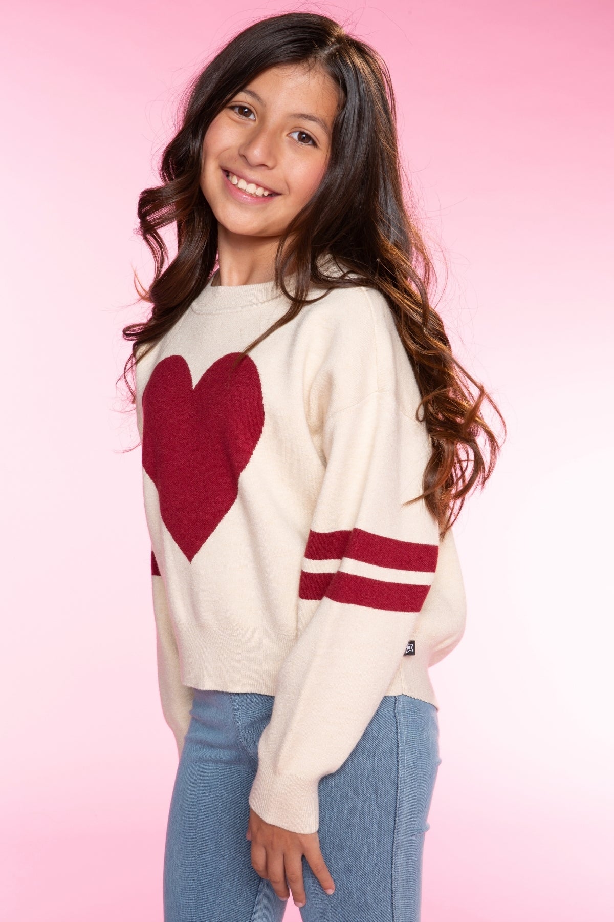 Yummy Soft Crew Neck Sweater - Pink Hearts