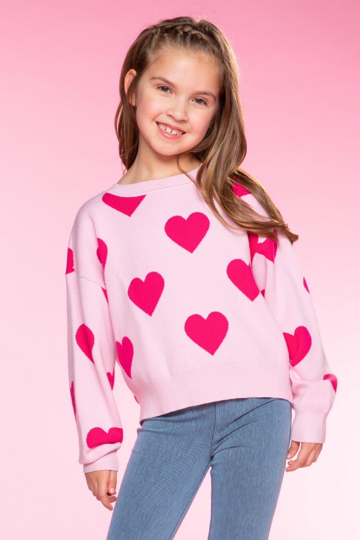 Yummy Soft Crew Neck Sweater - Lt Pink Yellow Lemon