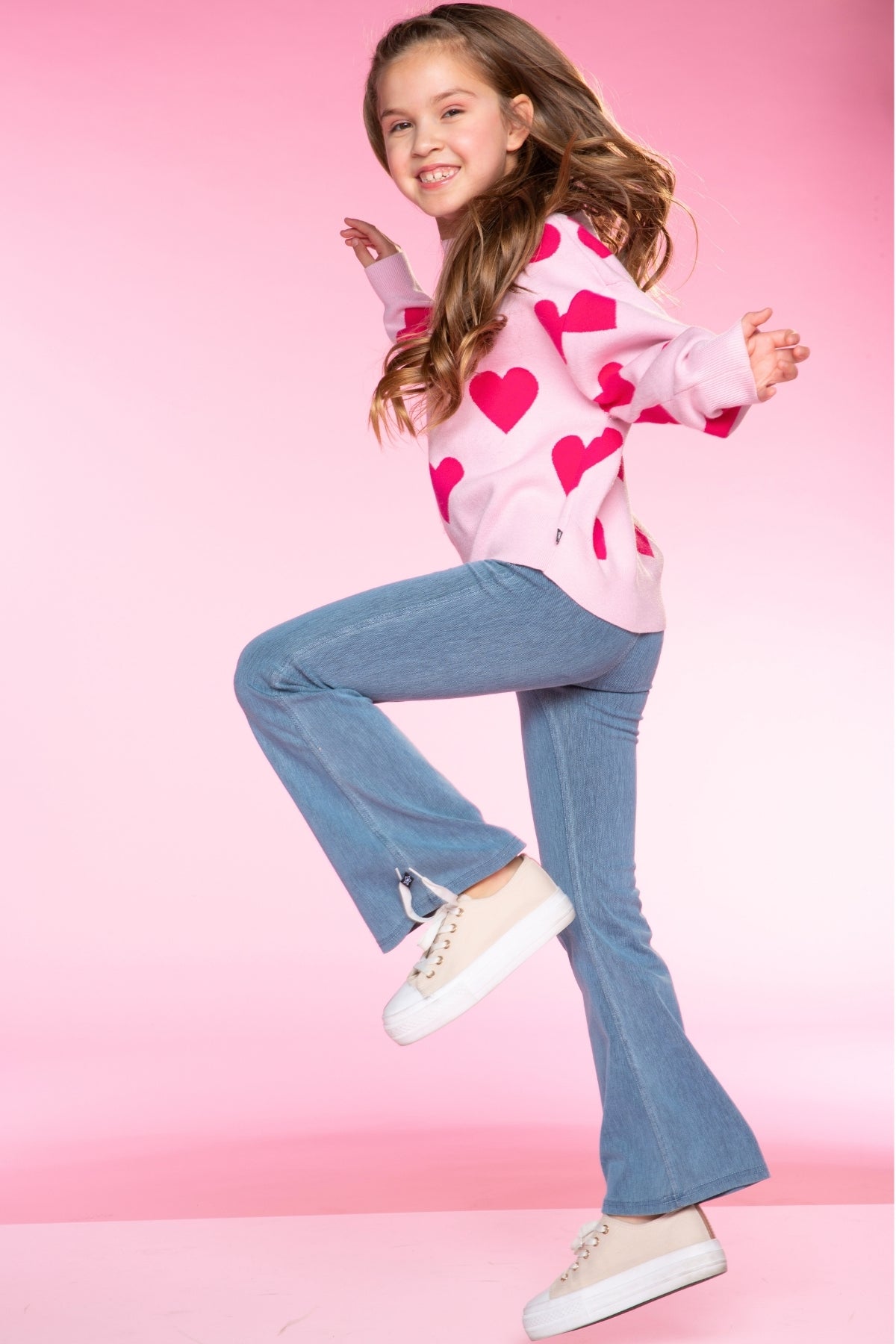 Yummy Soft Crew Neck Sweater - Pink Hearts