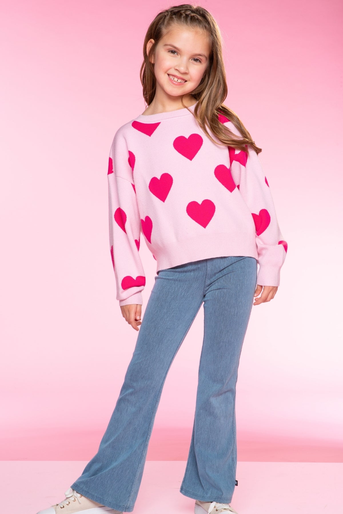 Yummy Soft Crew Neck Sweater - Lt Pink Yellow Lemon