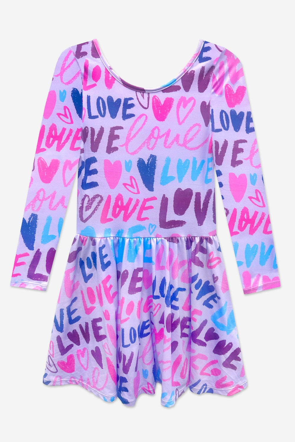 Simply Soft Long Sleeve Be Happy Dress - Pink Rainbow Heart